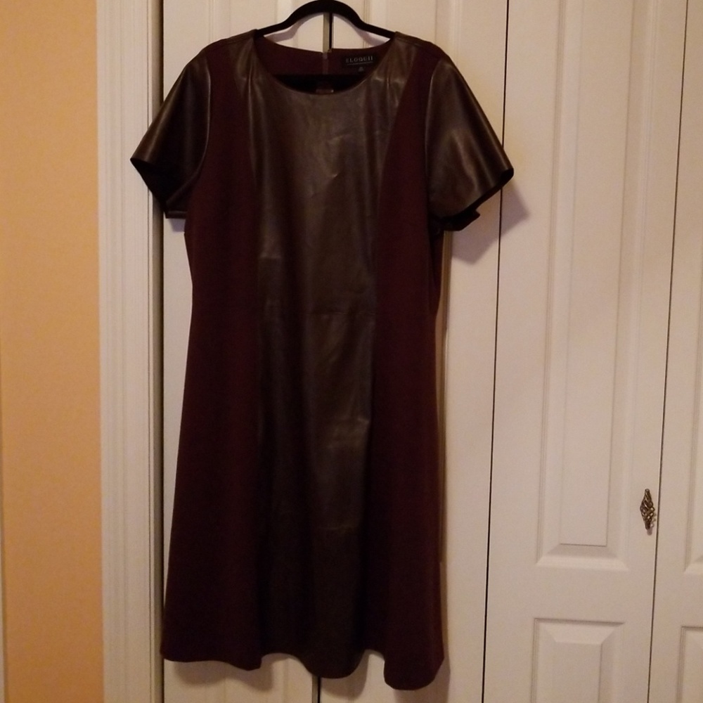 Eloquii faux leather and Ponte knit dress